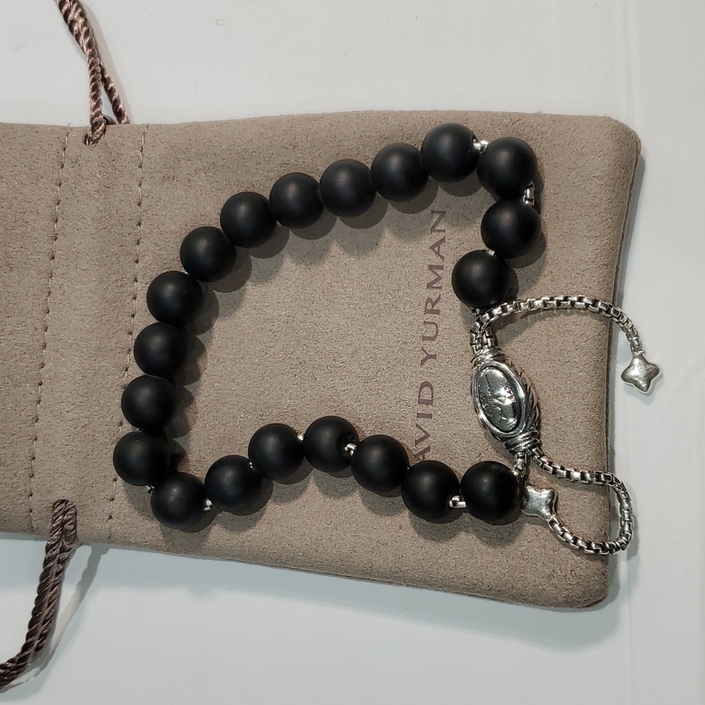 David Yurman Black Onyx Matte 8mm Spiritual Beaded Bracelet Sterling Silver